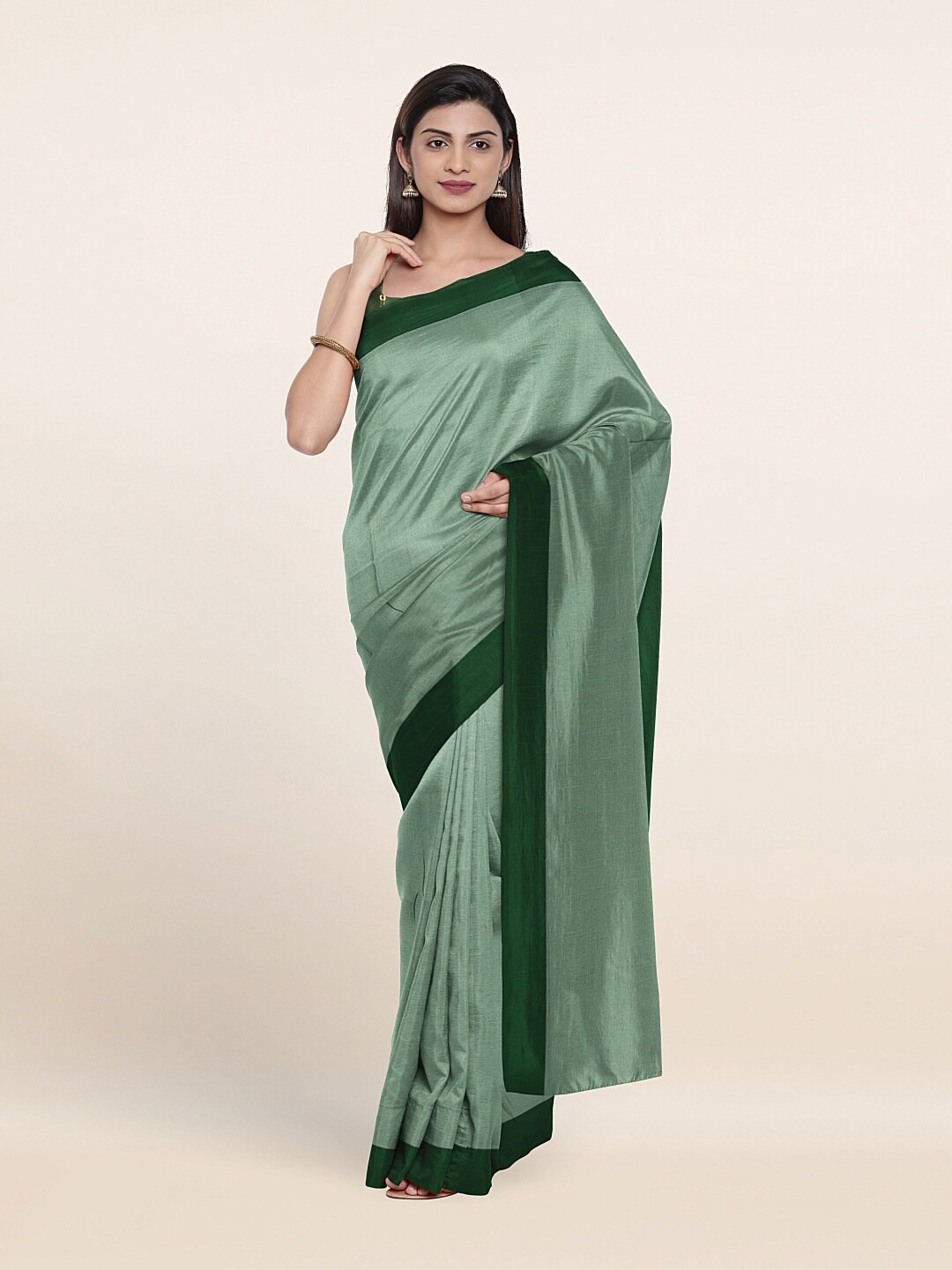 

Pothys Green Solid Saree