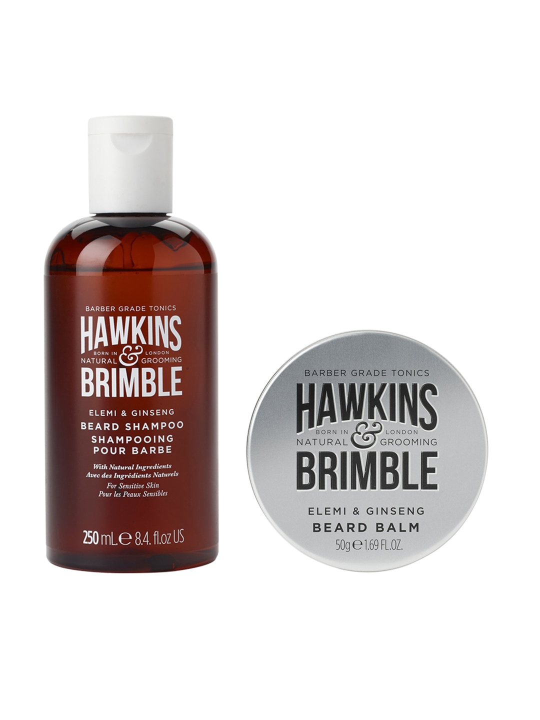 

HAWKINS & BRIMBLE Men Elemi & Ginseng Beard Shampoo 250 ml & Beard Balm 50 g, Brown