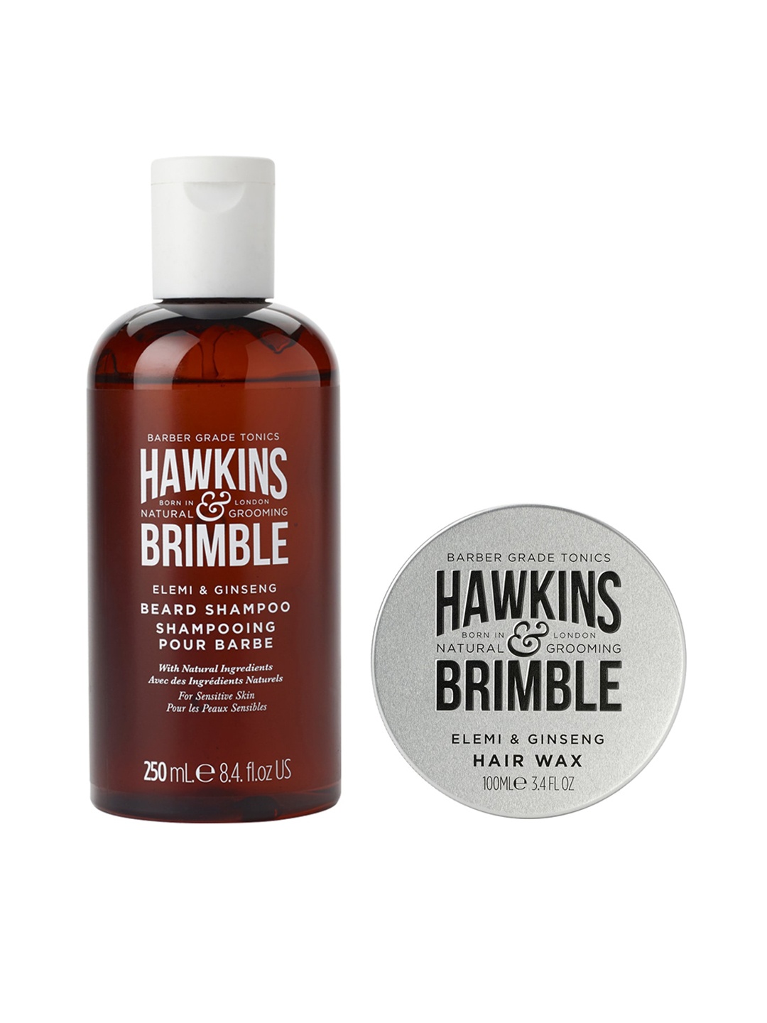 

HAWKINS & BRIMBLE Men Set of Beard Shampoo 250 ml & Hair Wax 100 ml, Brown