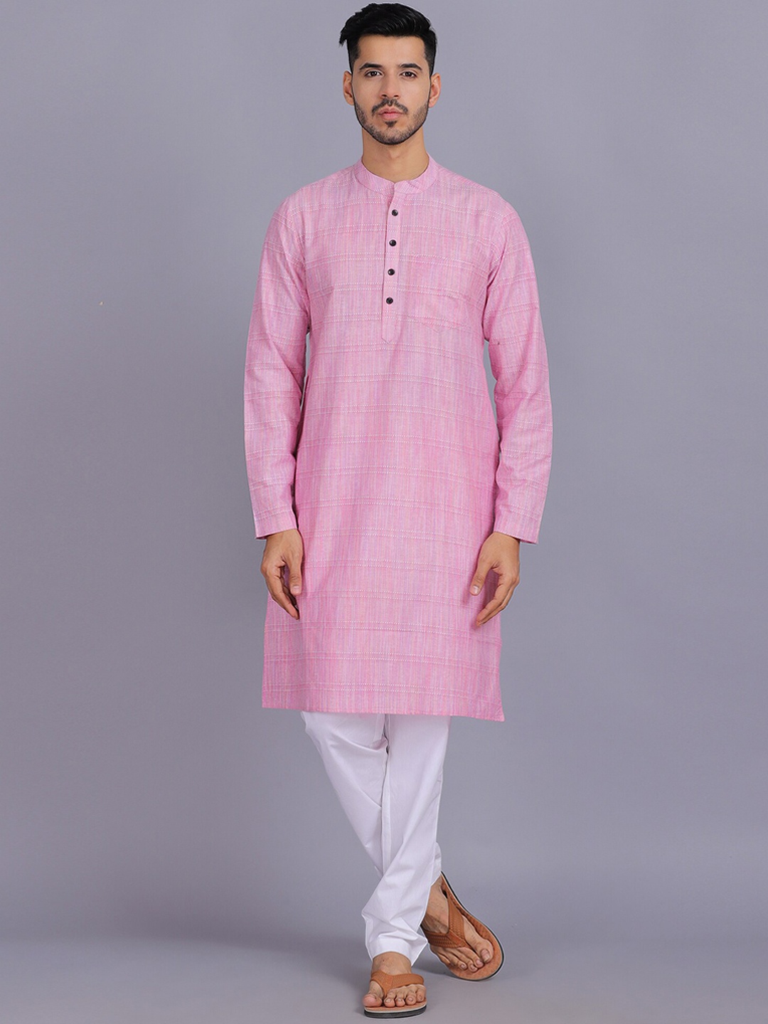 

Waahiba Men Pink Kurta