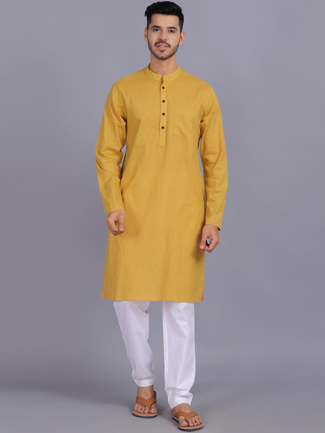 

Waahiba Men Yellow Kurta