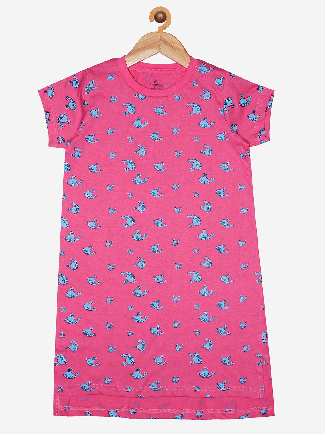 

KiddoPanti Girls Pink Printed Nightdress