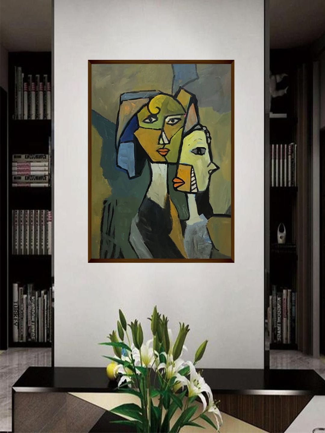 

The Art House Olive Green & Blue Abstract Painting Canvas Wall Art
