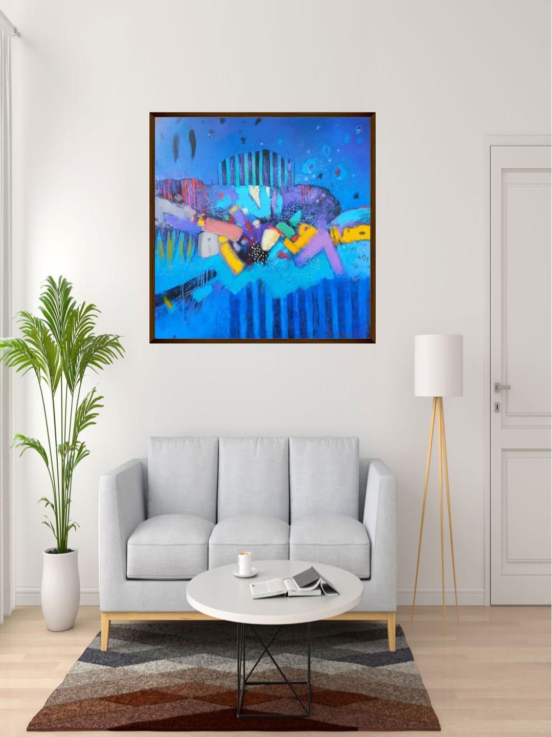 

The Art House Blue & Yellow Abstract Painting Wall Art