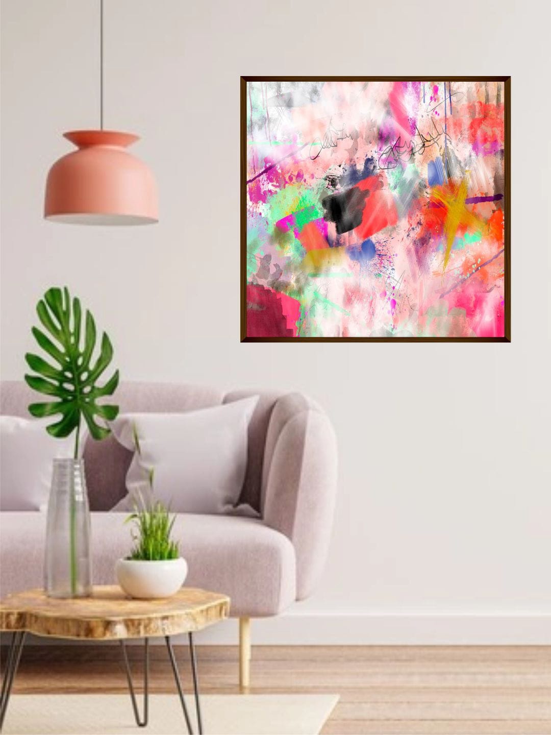 

The Art House Pink & Blue Abstract Framed Wall Painting