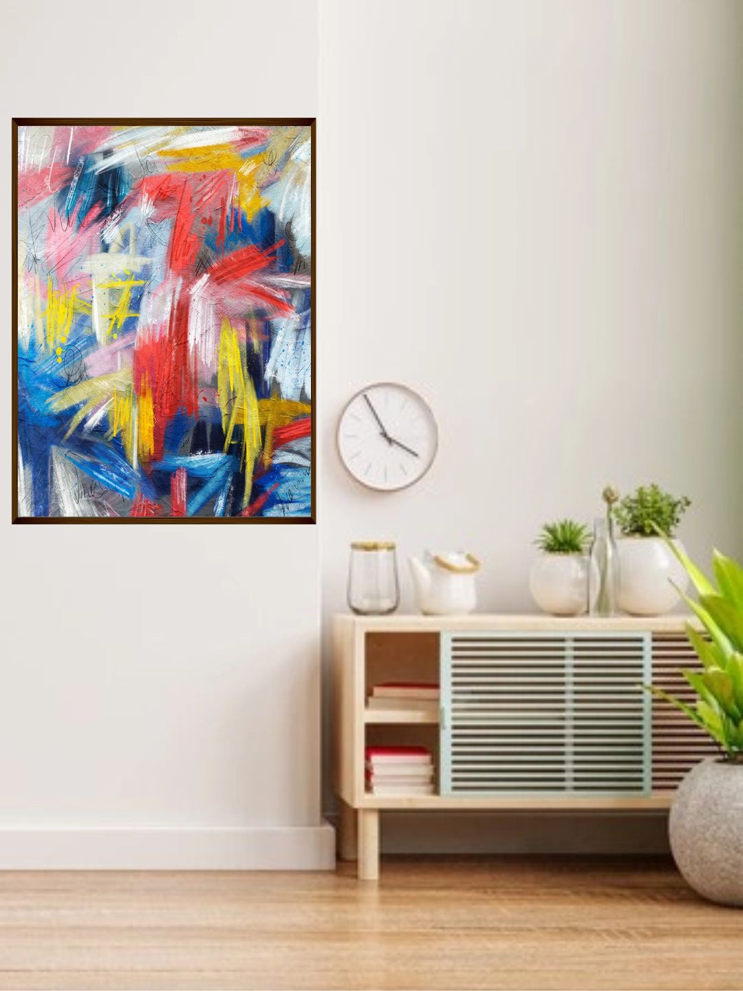 

The Art House Blue & Red Abstract Painting Framed Wall Art