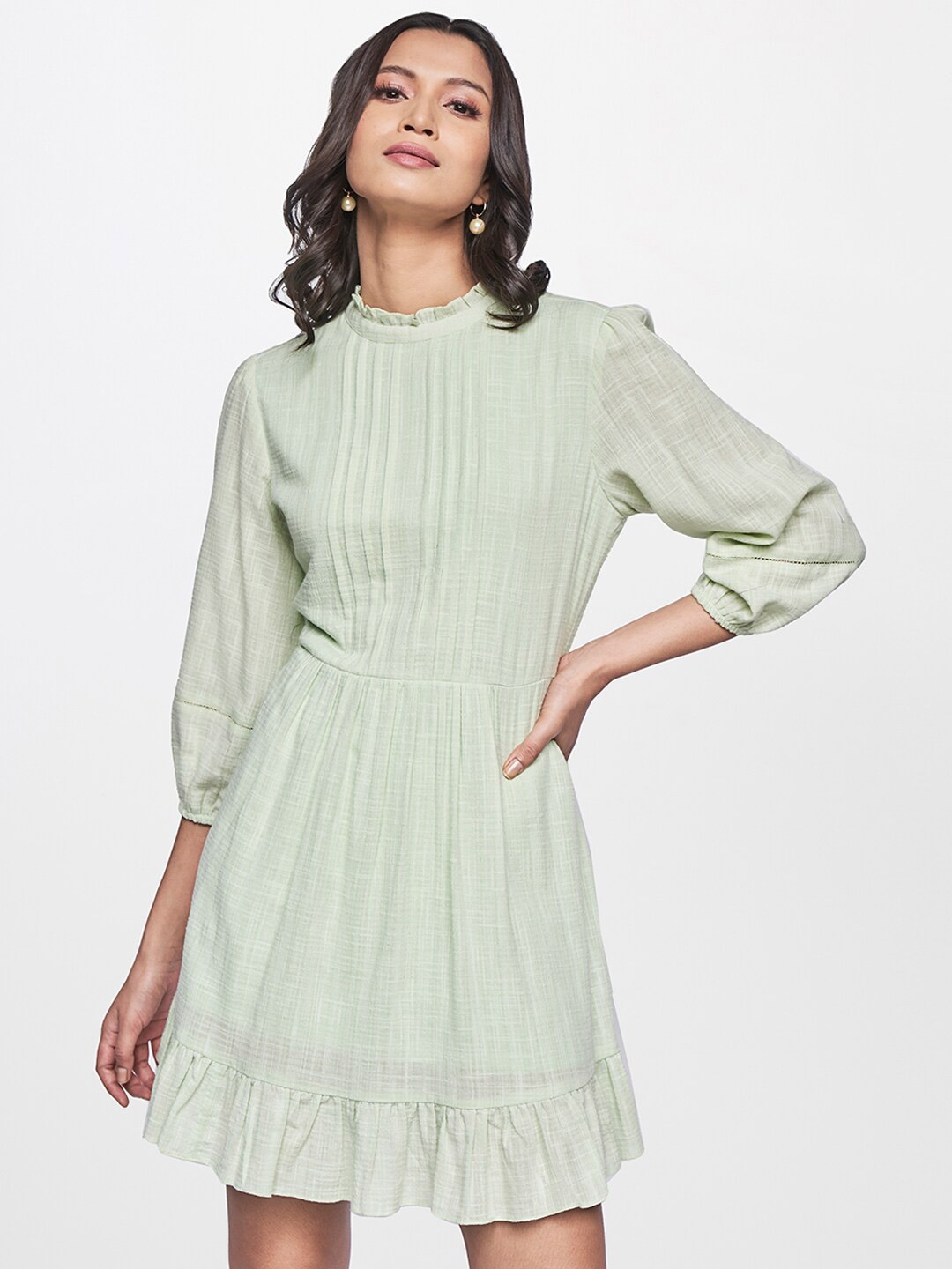 

AND Women Green Georgette A-Line Midi Dress