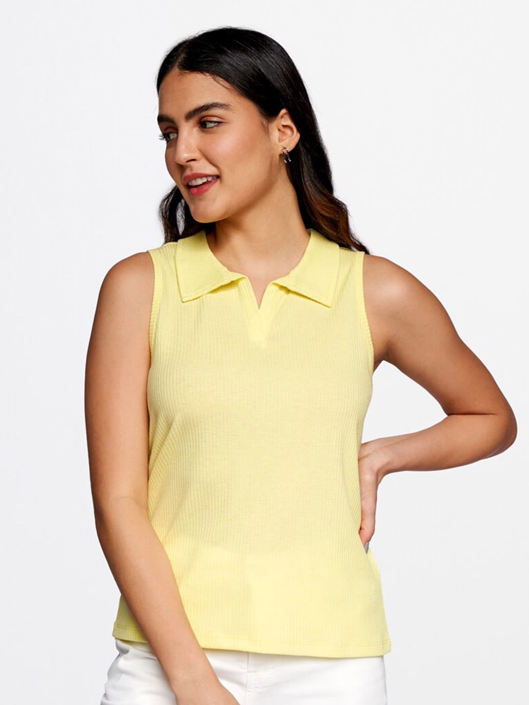 

AND Women Yellow Georgette Top