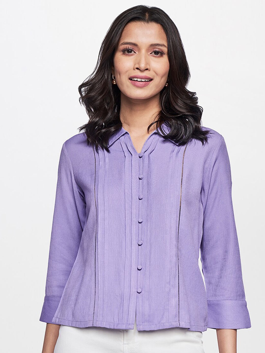 

AND Women Pink Georgette Shirt Style Top