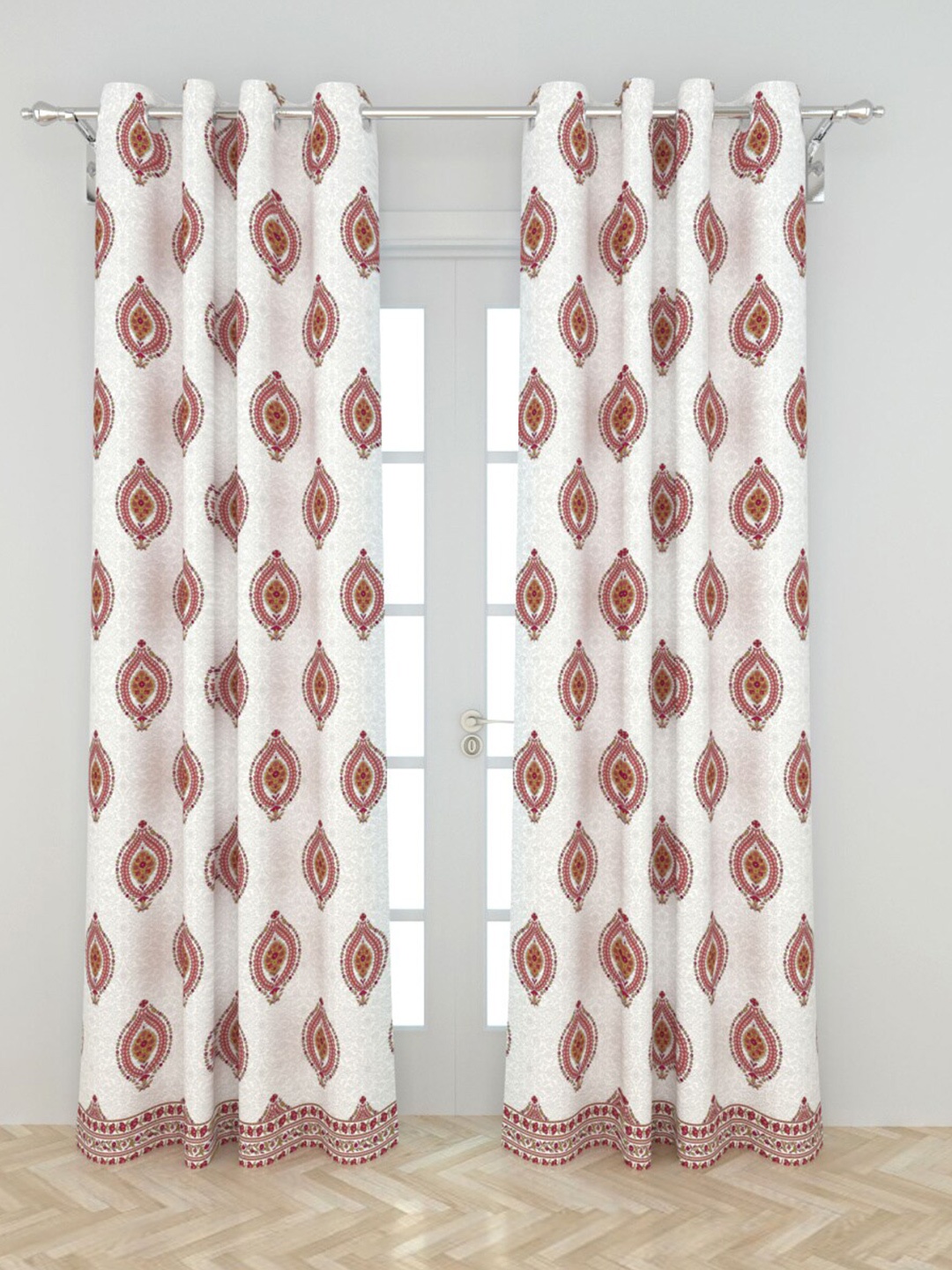 

Home Centre 2Pcs Red Ethnic Motifs Black Out Door Curtain