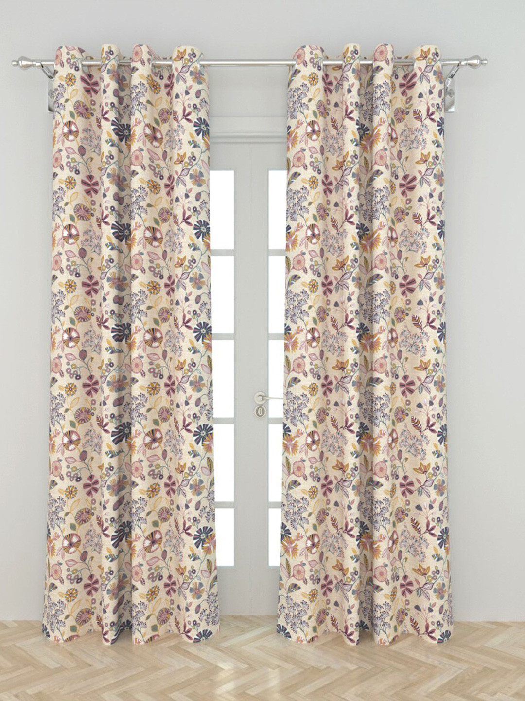 

Home Centre Multicoloured Floral Black Out Door Curtain, Multi