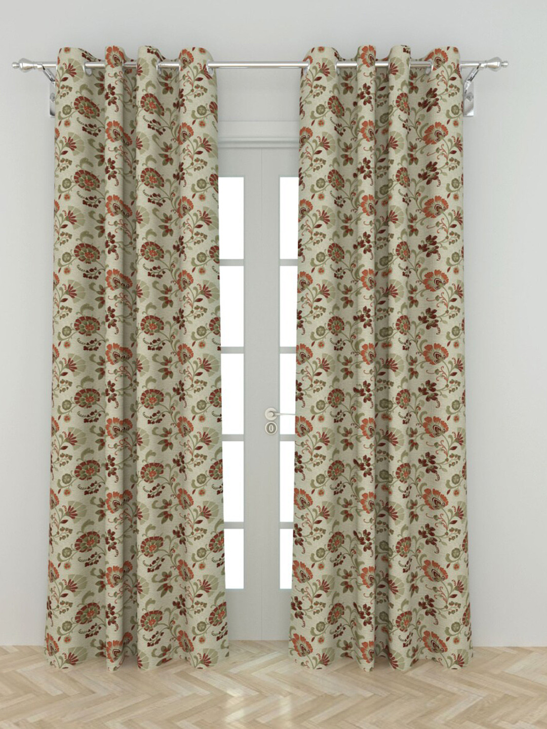 

Home Centre Set Of 2 Cotton Semi-Black Out Door Curtains, Beige