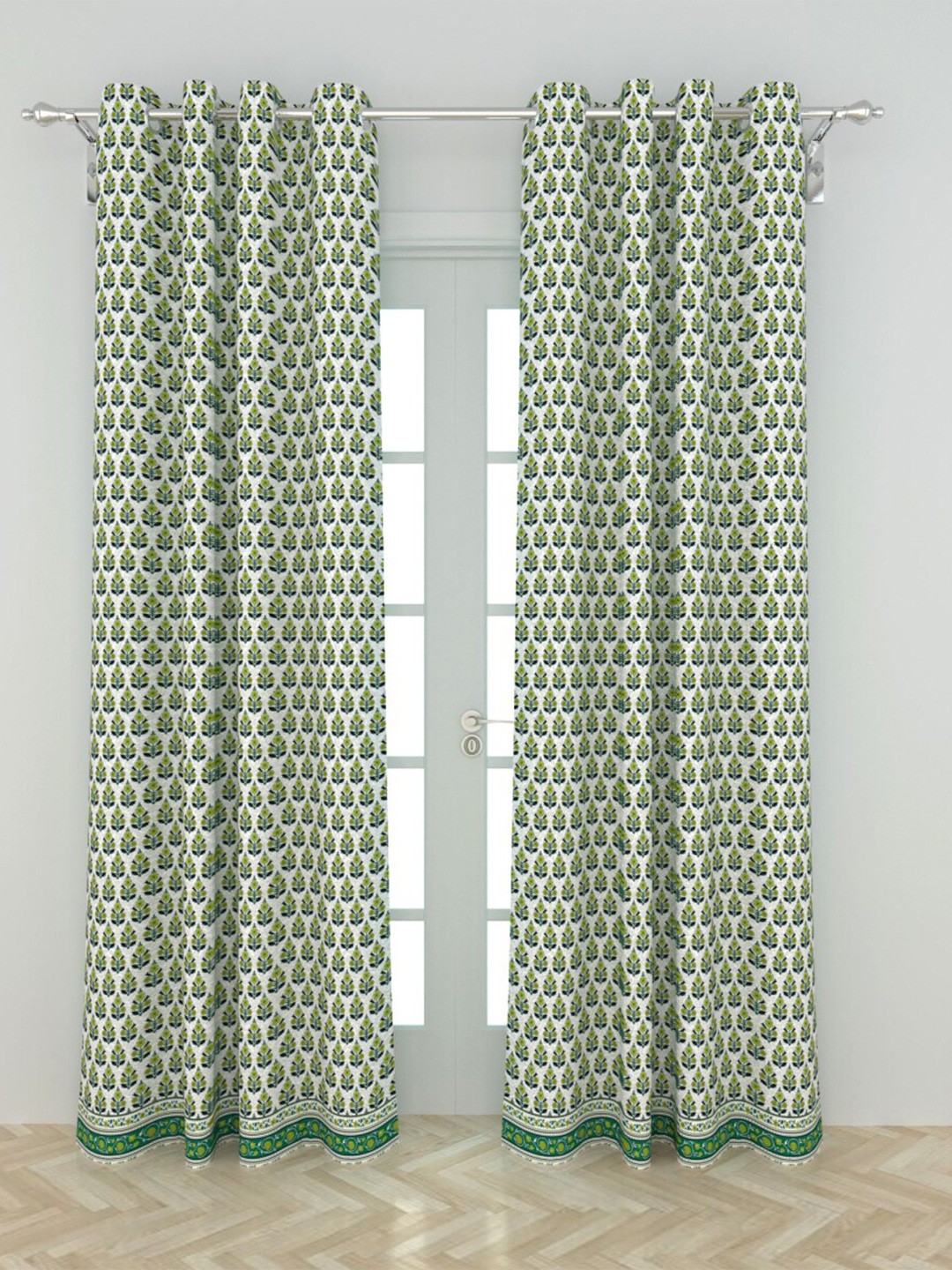 

Home Centre Set Of 2 Cotton Semi-Black Out Door Curtains, White