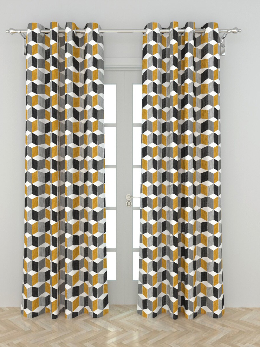 

Home Centre Multicoloured Geometric Black Out Door Curtain, Multi