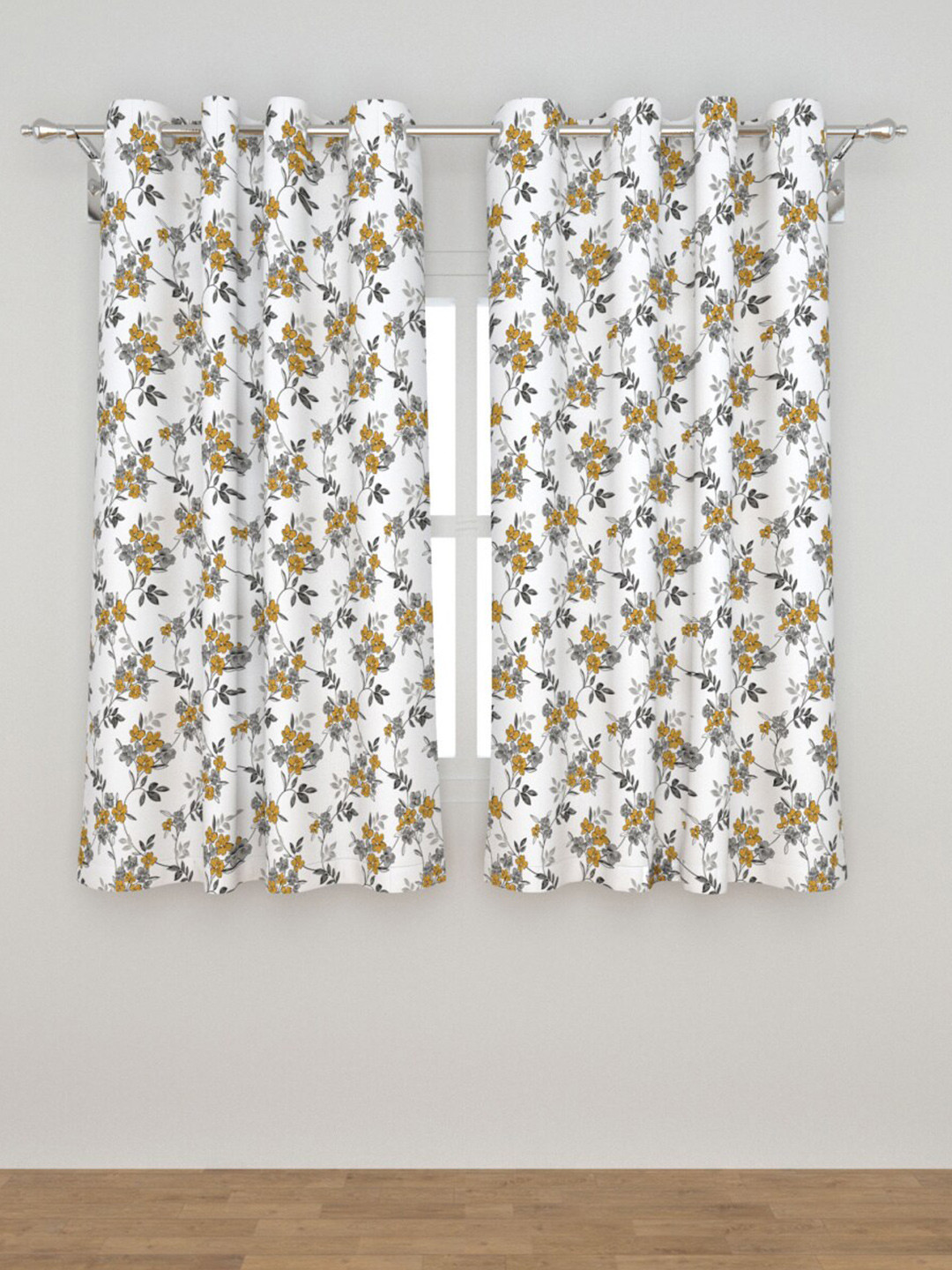 

Home Centre White & Brown Floral Printed Window Curtain