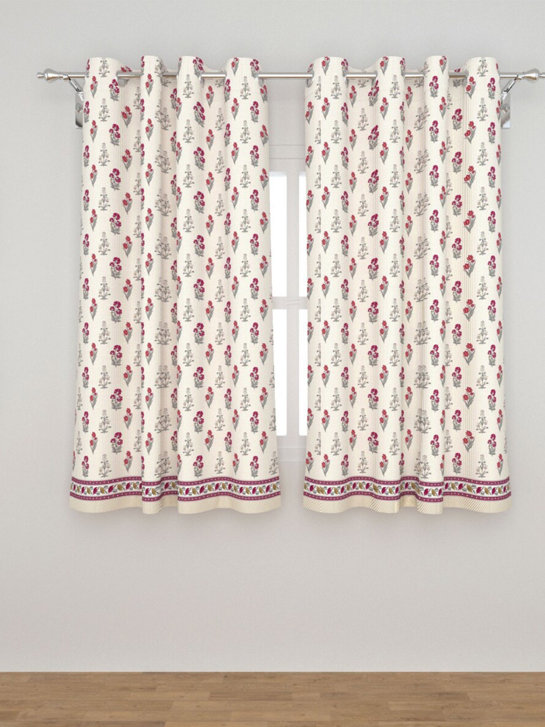 

Home Centre 2Pcs White Black Out Window Curtain
