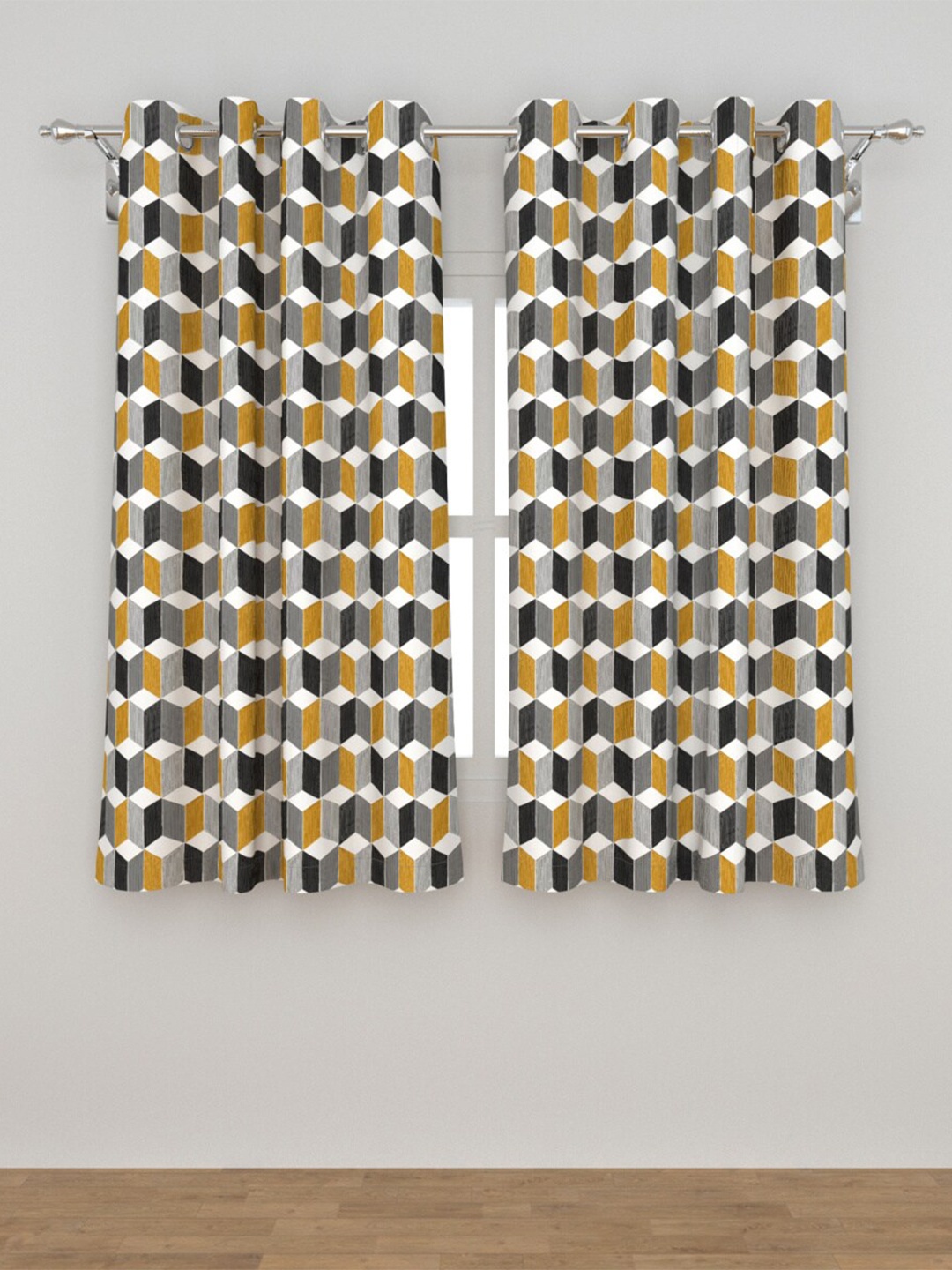 

Home Centre 2Pcs Multicoloured Geometric Window Curtain, Multi