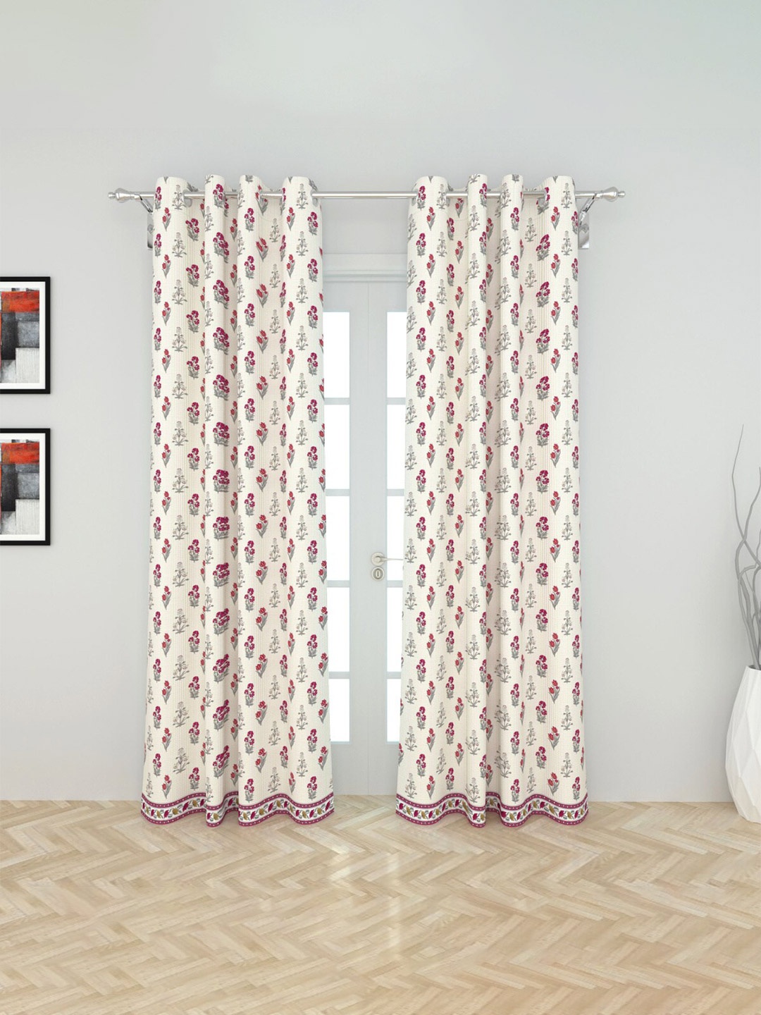 

Home Centre Set Of 2 Cotton Semi-Black Out Door Curtains, Off white