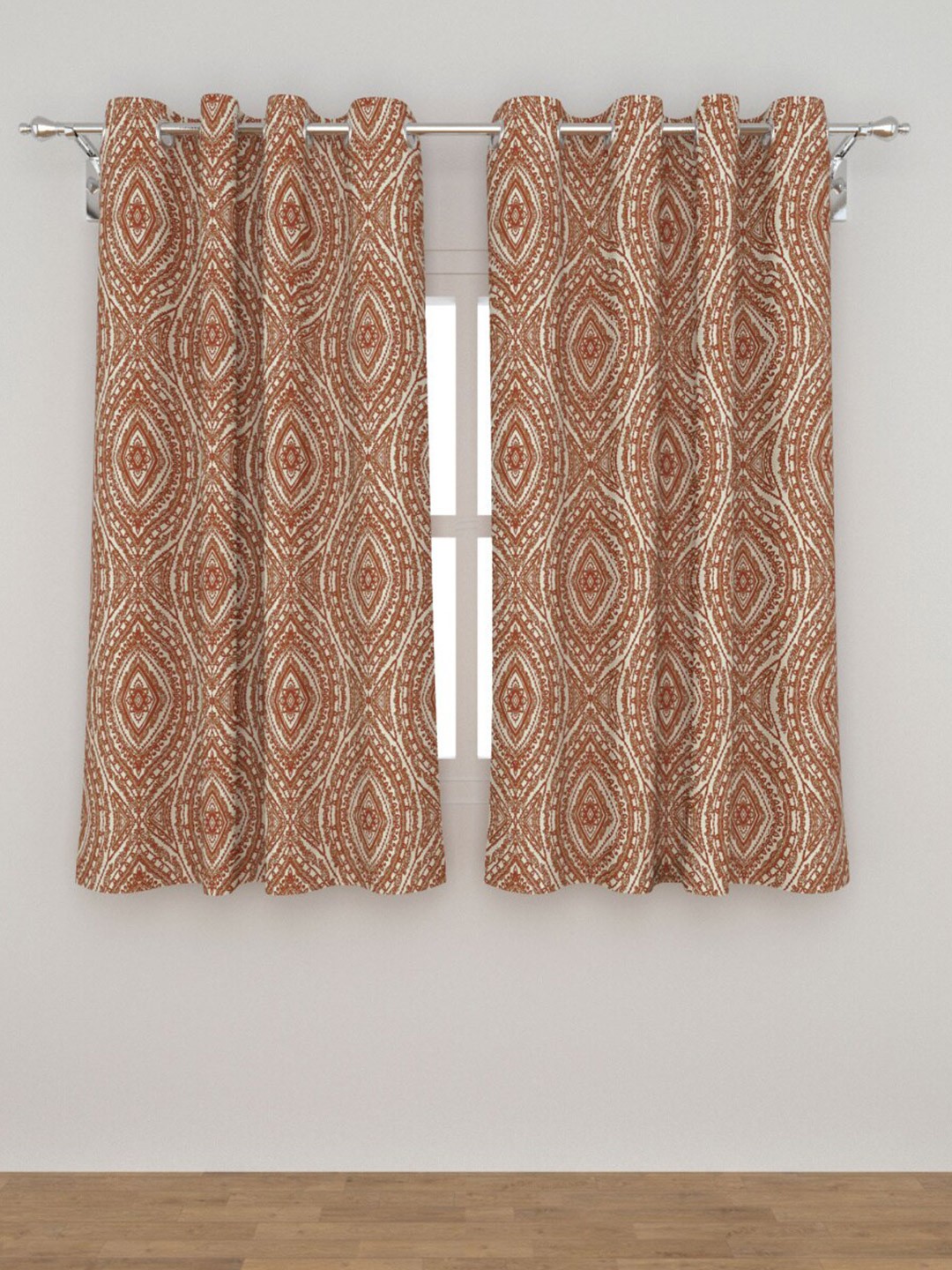 

Home Centre Brown Ethnic Motifs Black Out Window Curtain