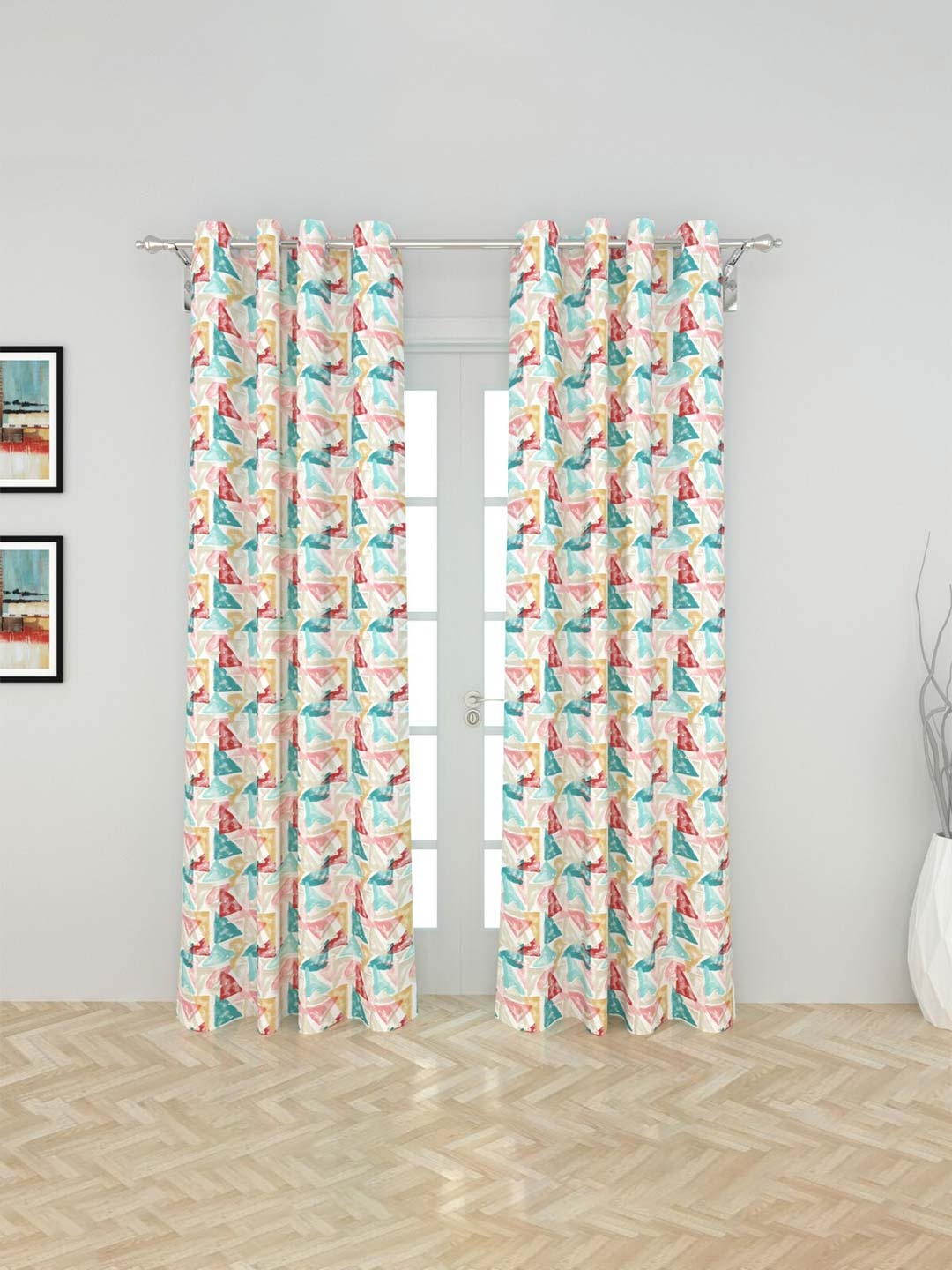 

Home Centre Set Of 2 Cotton Semi-Black Out Door Curtains, White