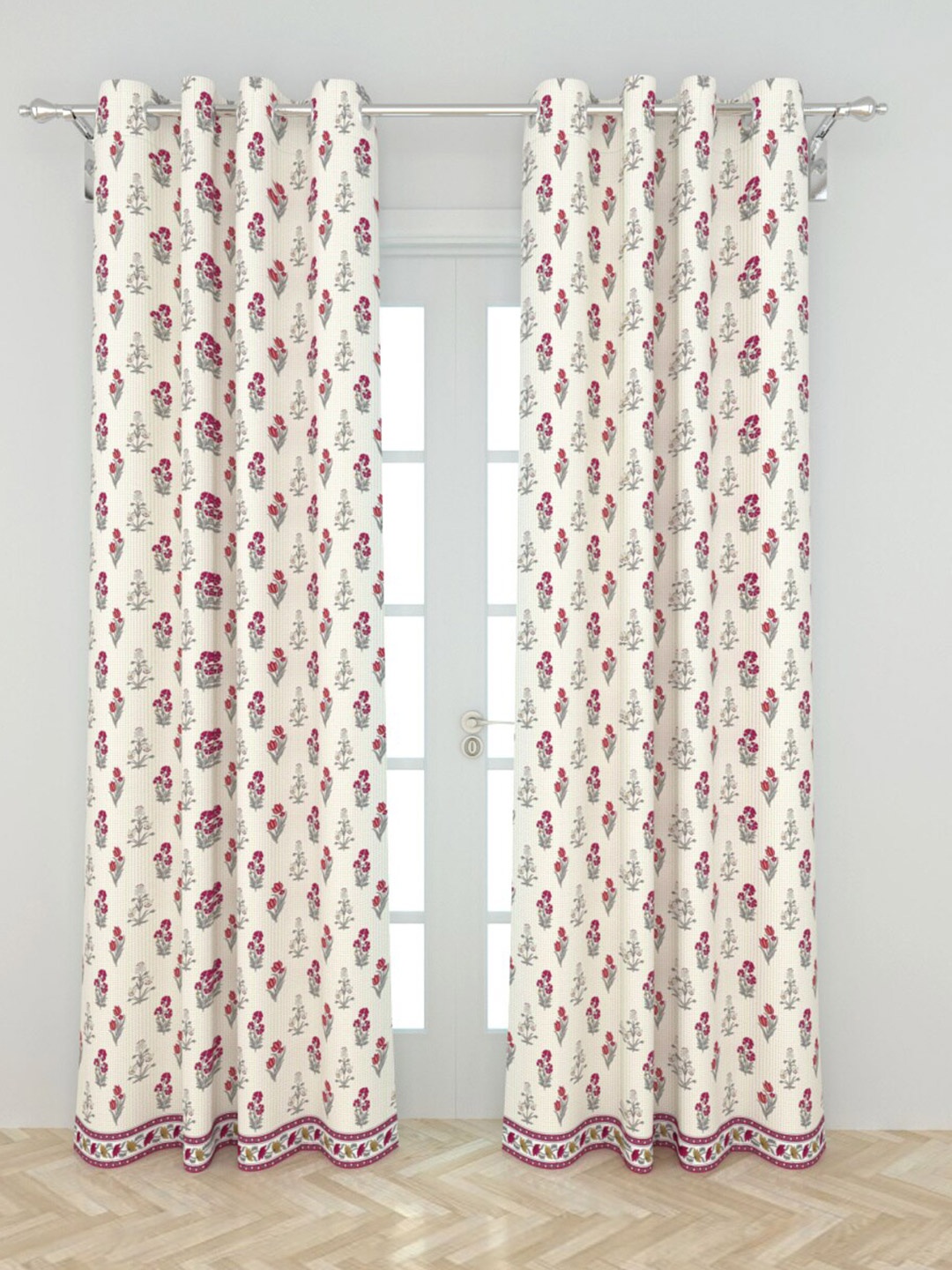 

Home Centre Set Of 2 Cotton Semi-Black Out Door Curtains, Off white