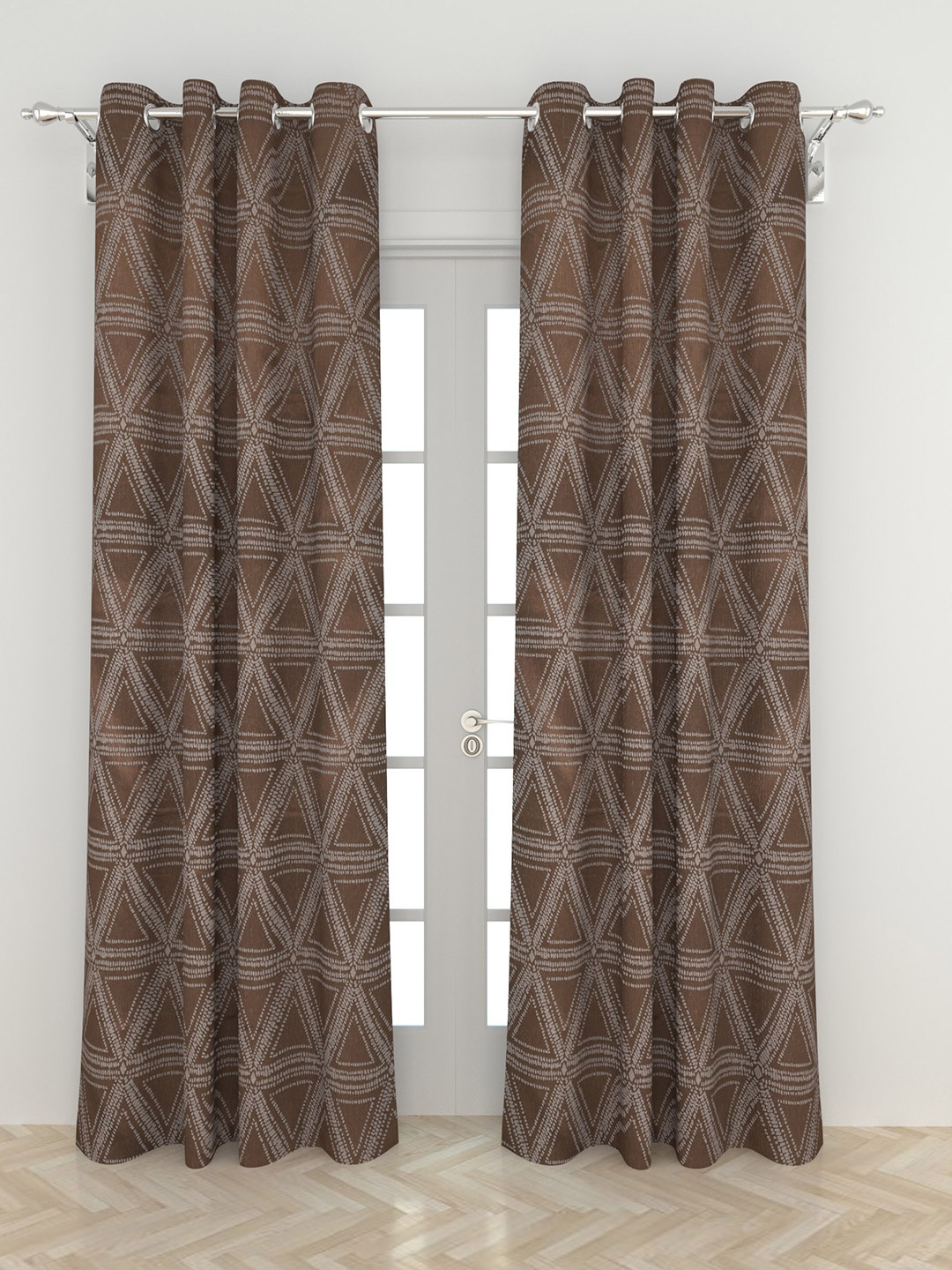 

Home Centre Brown Geometric Printed Black Out Door Curtain