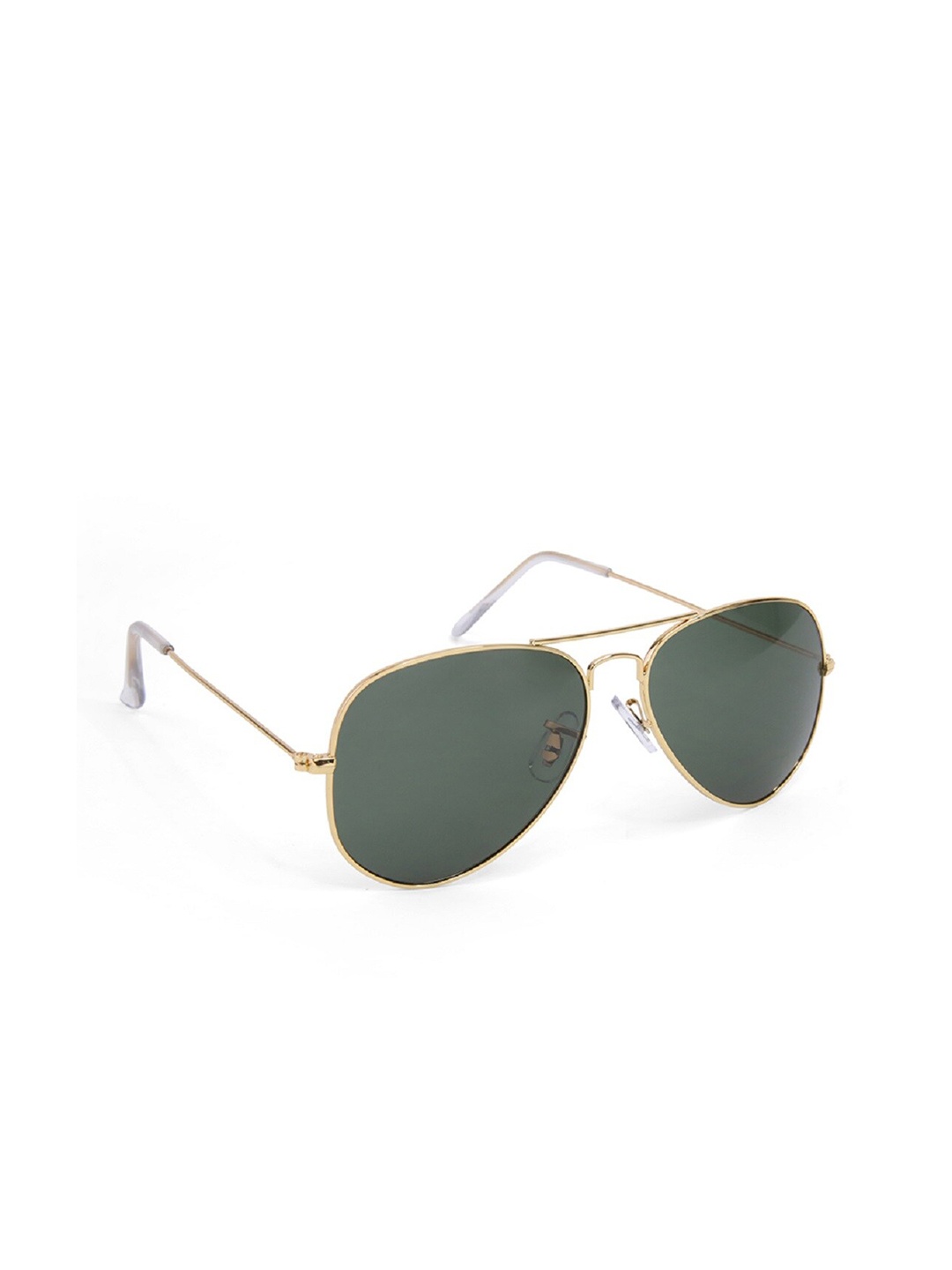 

SUNNIES Unisex Green Lens & Gold-Toned Aviator Sunglasses with UV Protected Lens