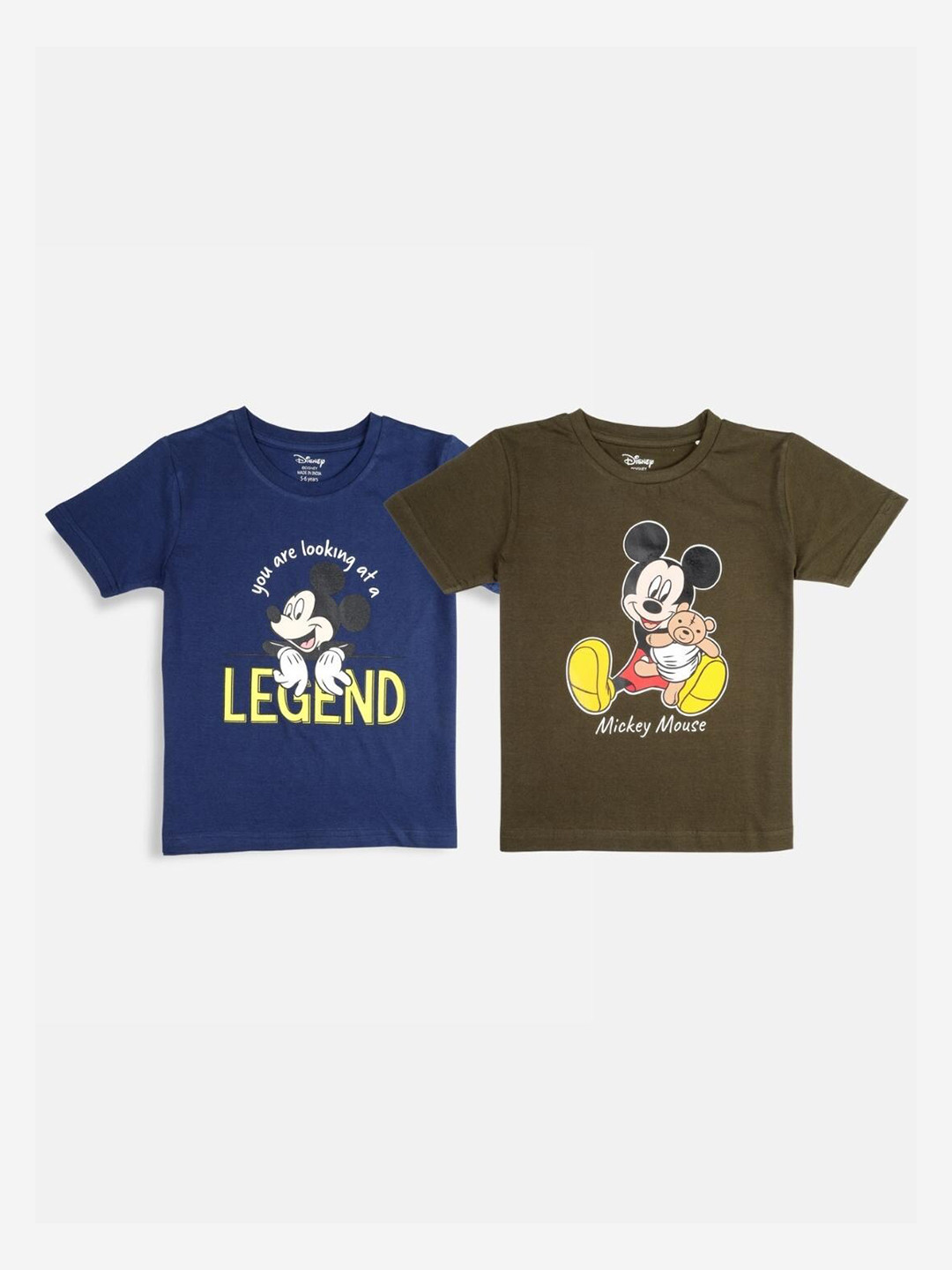 

Nap Chief Kids Multicoloured & Green Pack of 2 Mickey Mouse Printed Slim Fit T-shirt, Multi