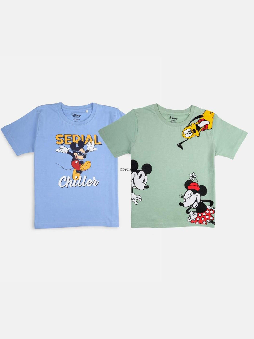 

Nap Chief Kids Blue & Green Pack Of 2 Mickey Mouse Printed Slim Fit T-shirts