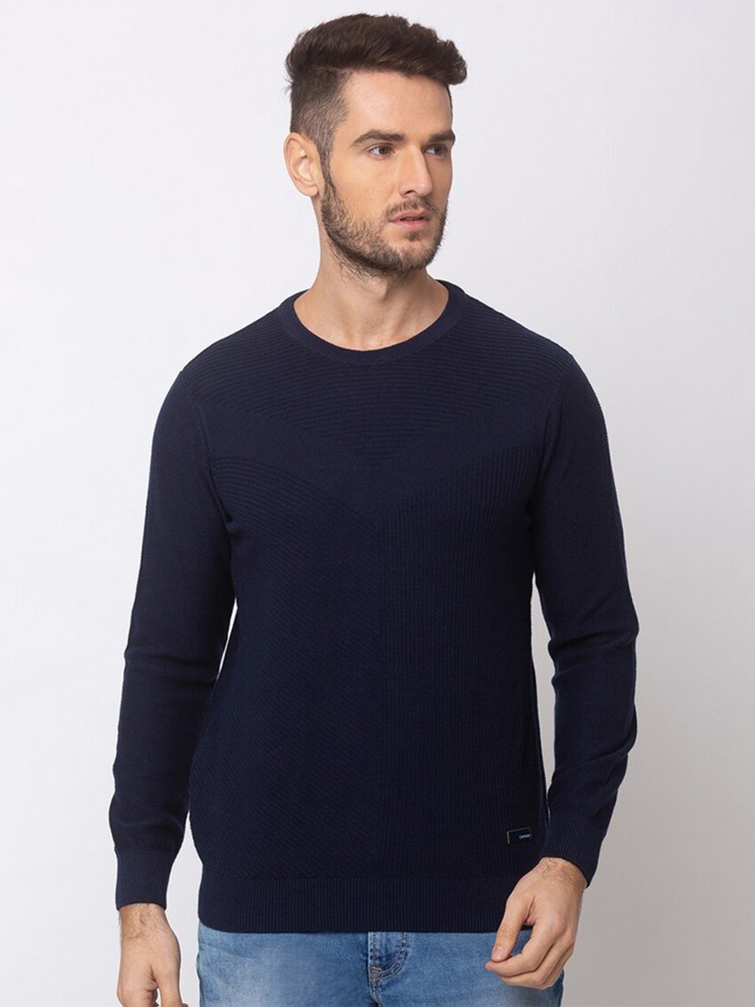 

SPYKAR Men Blue Cotton Pullover