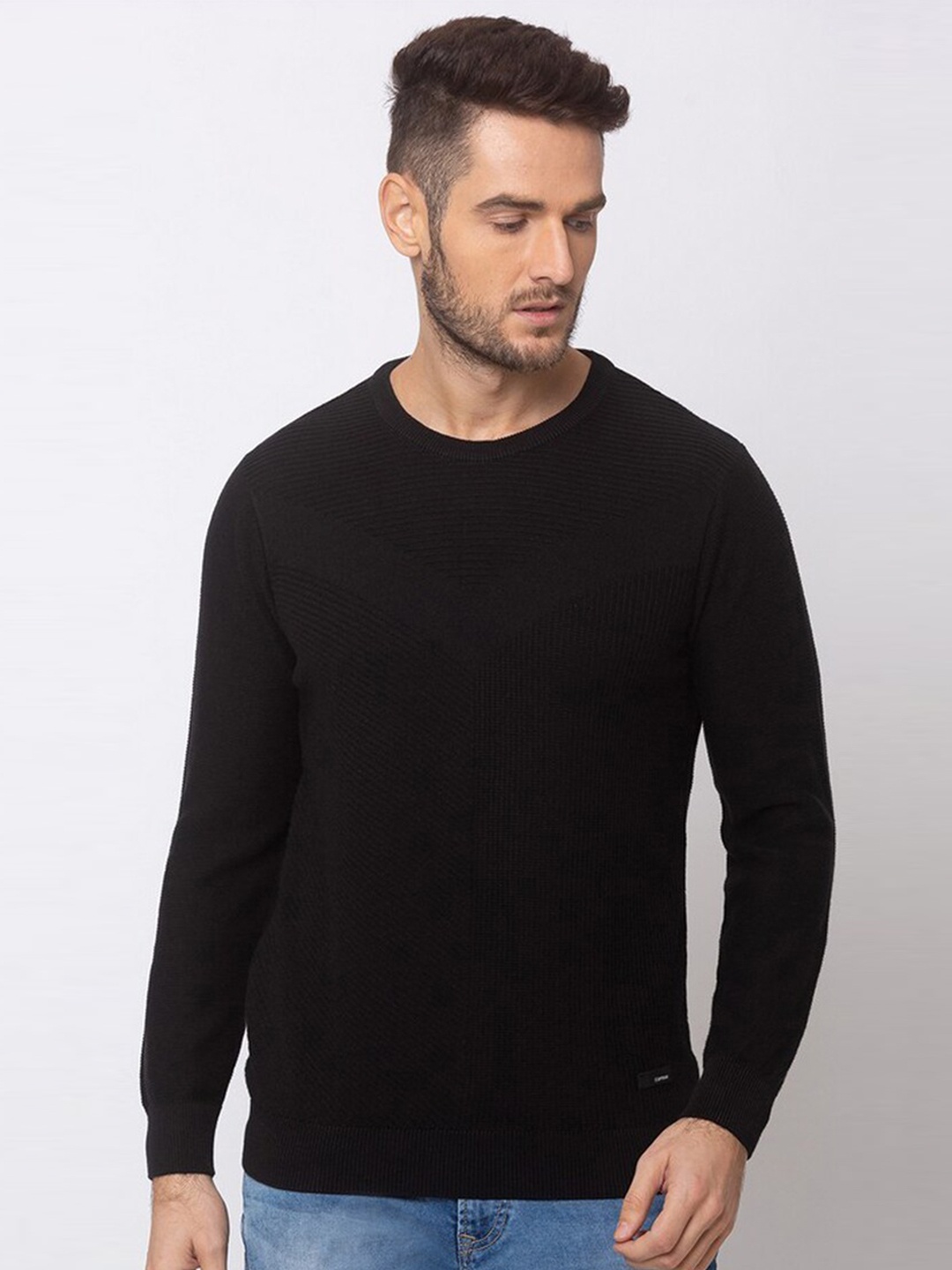 

SPYKAR Men Black Cotton Pullover
