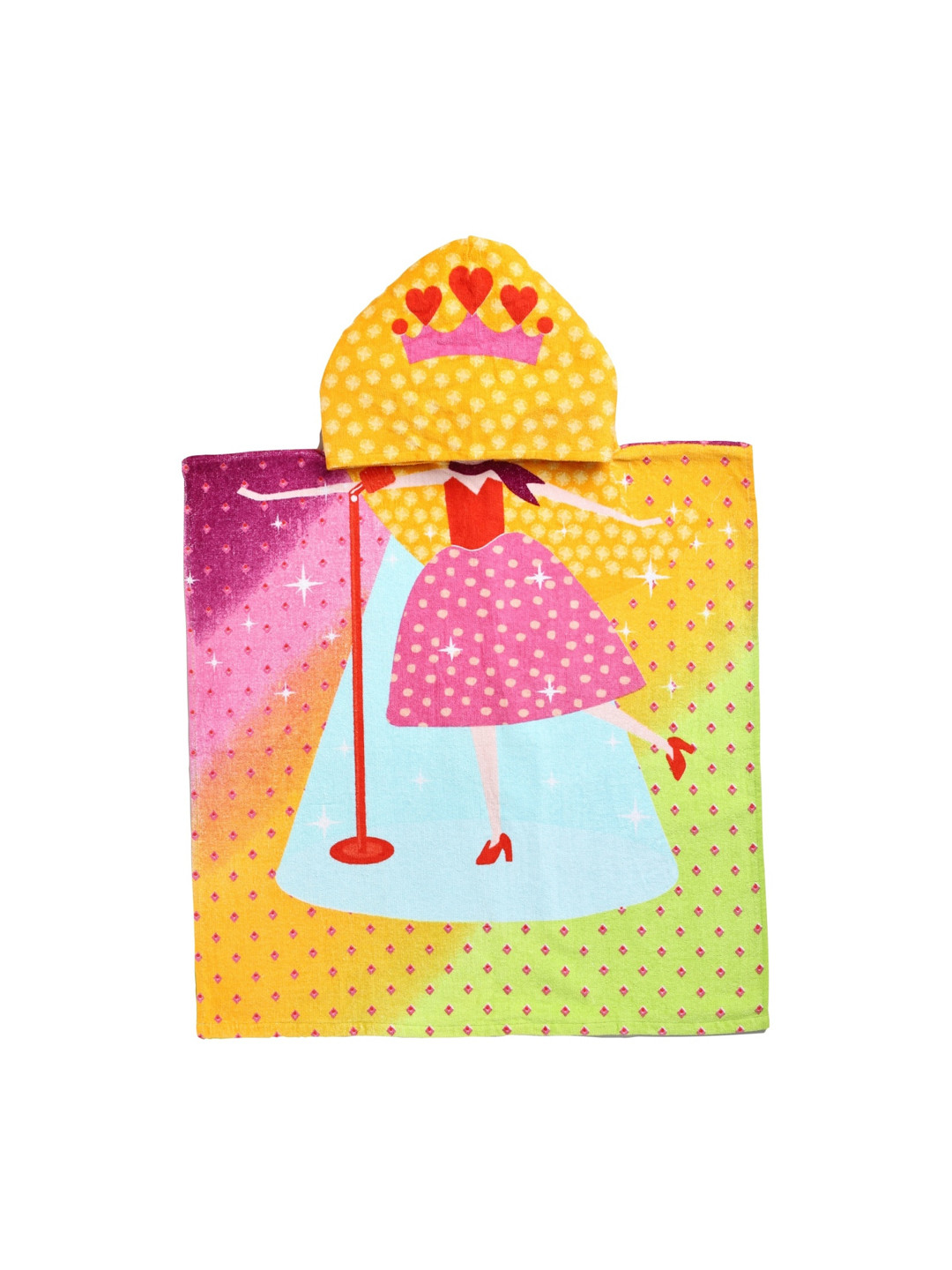 

Yellow Bee Girls Pink & Yellow Printed 300 GSM Cotton Hooded Poncho Bath Towel