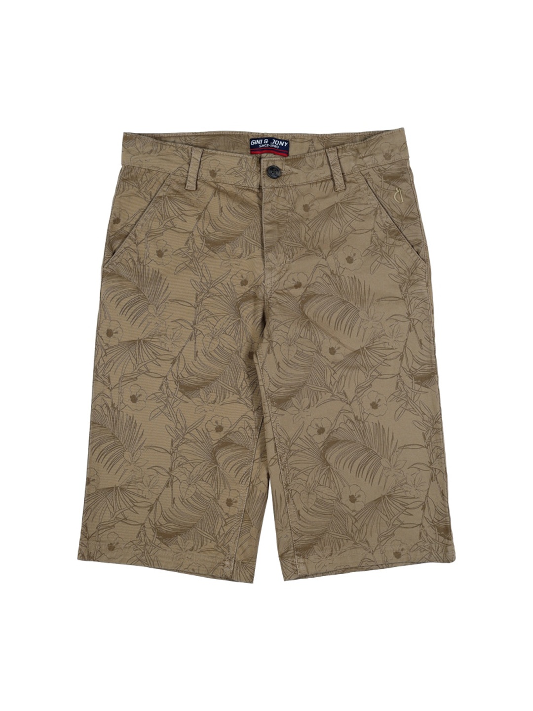 

Gini and Jony Boys Brown Printed Regular Shorts