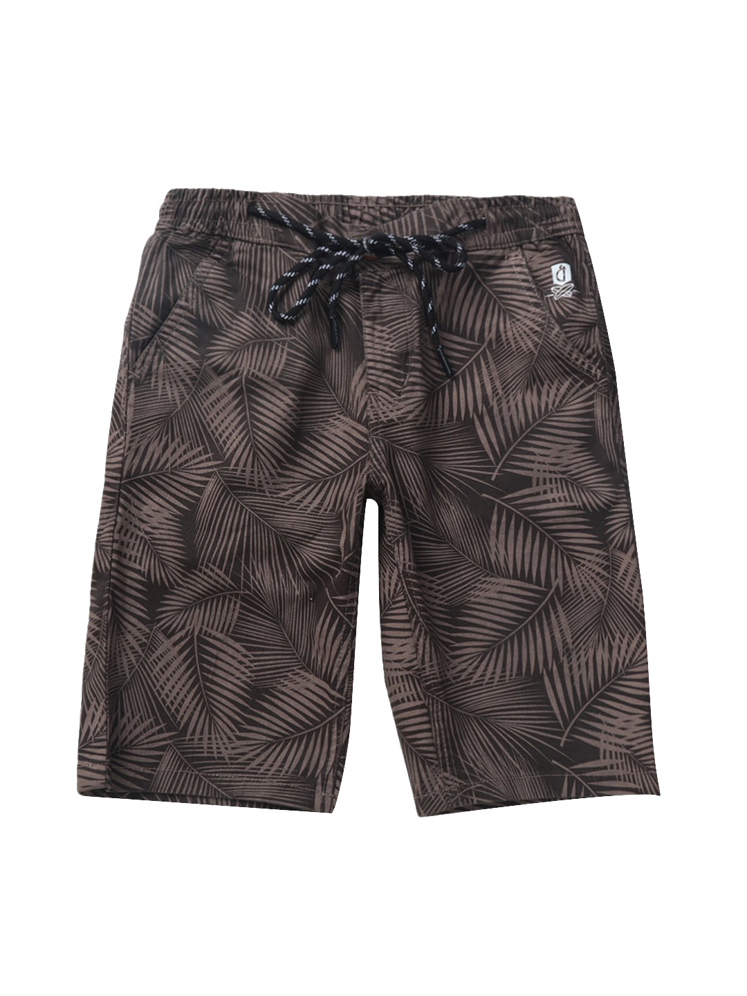 

Gini and Jony Boys Olive Green Floral Printed Regular Shorts