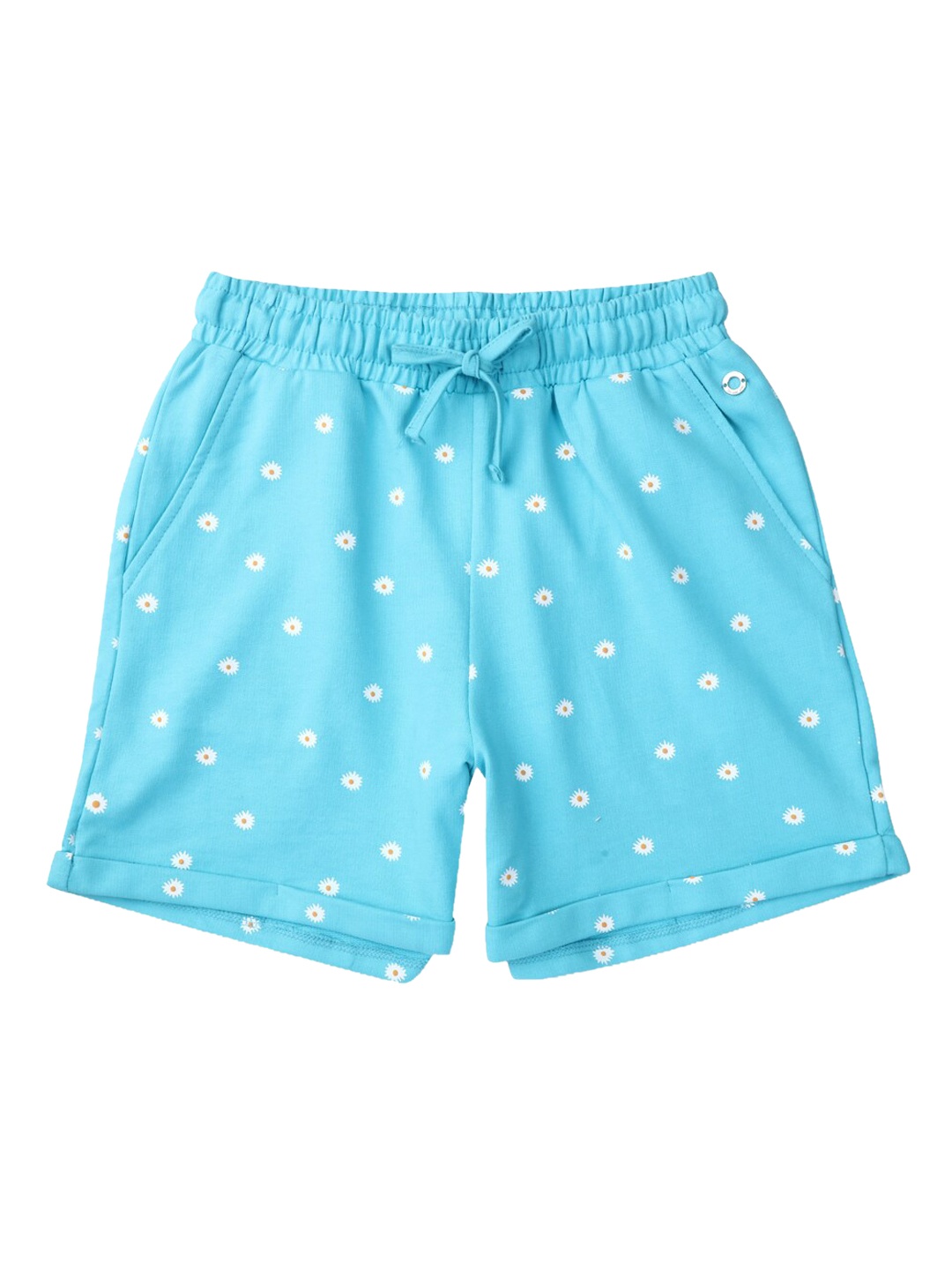 

Gini and Jony Girls Blue Printed Cotton Shorts