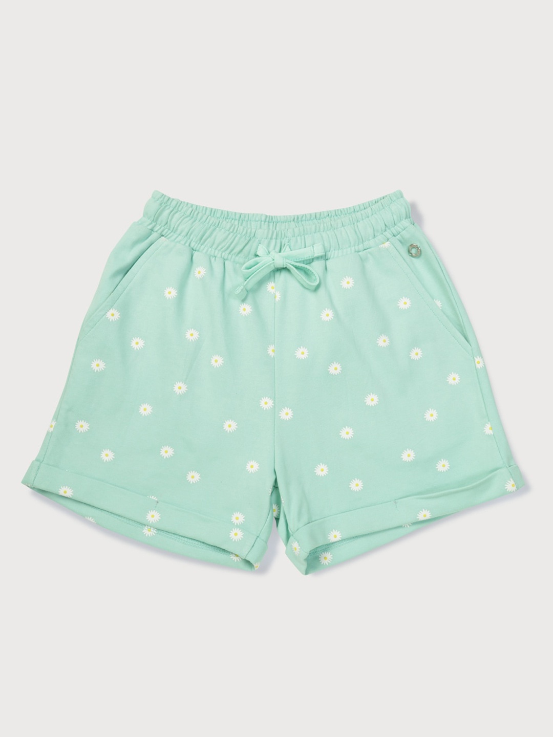 

Gini and Jony Girls Green Floral Printed Elasticated Shorts