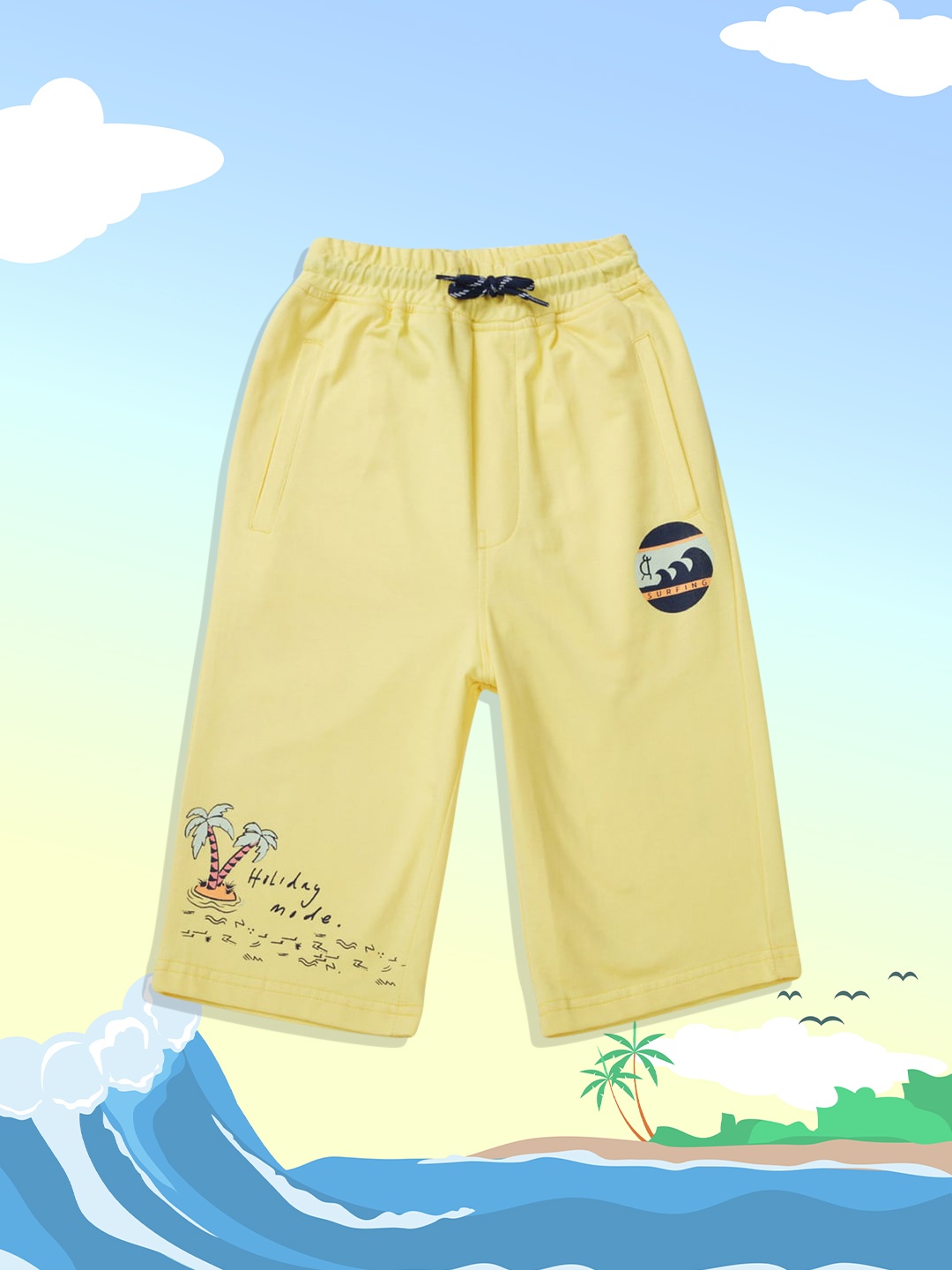 

Gini and Jony Boys Yellow Printed Regular Shorts