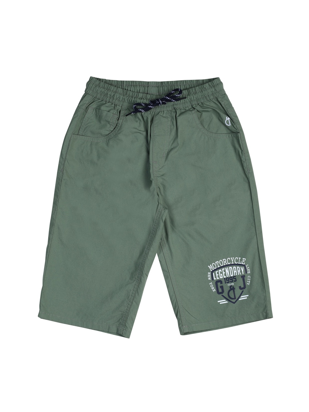 

Gini and Jony Boys Green Printed Regular Shorts