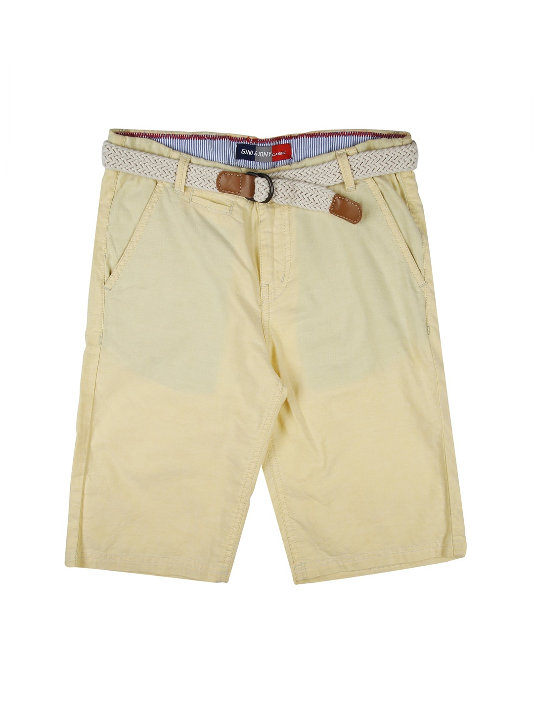 

Gini and Jony Boys Yellow Solid Regular Shorts