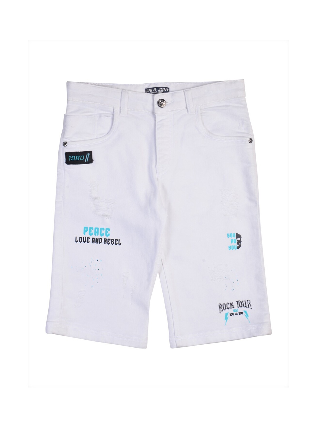 

Gini and Jony Boys White Cotton Shorts