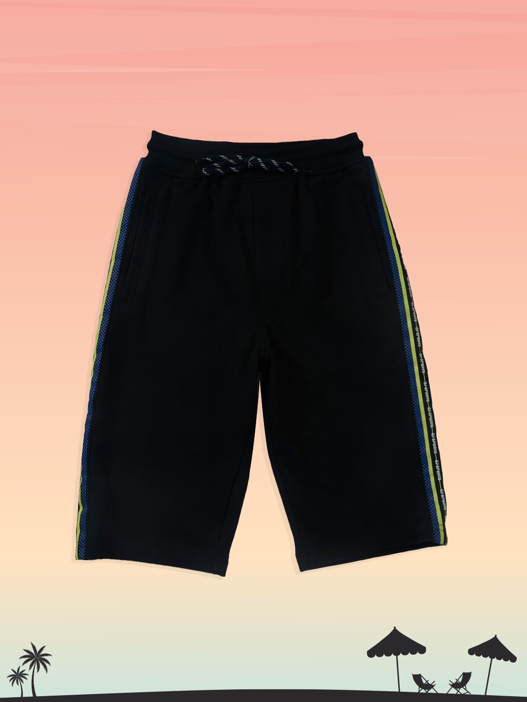 

Gini and Jony Boys Black Solid Cotton Shorts