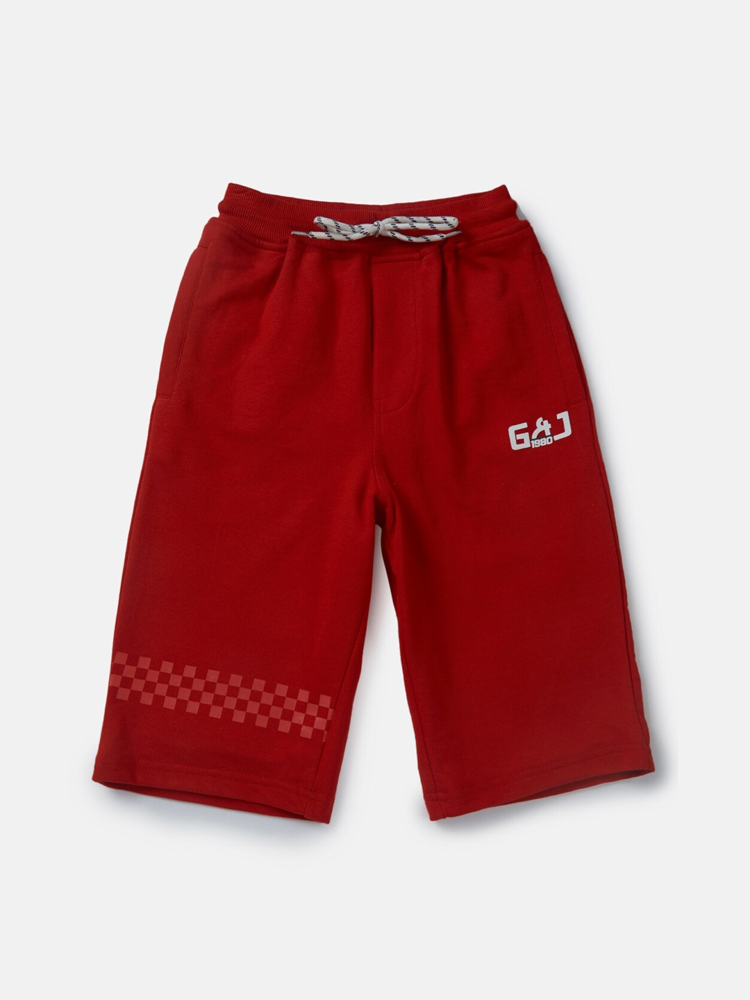 

Gini and Jony Boys Red Solid Cotton Shorts
