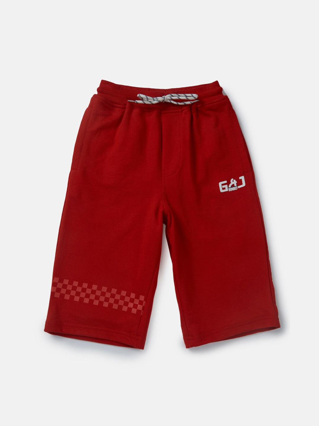 

Gini and Jony Boys Red Solid Cotton Shorts