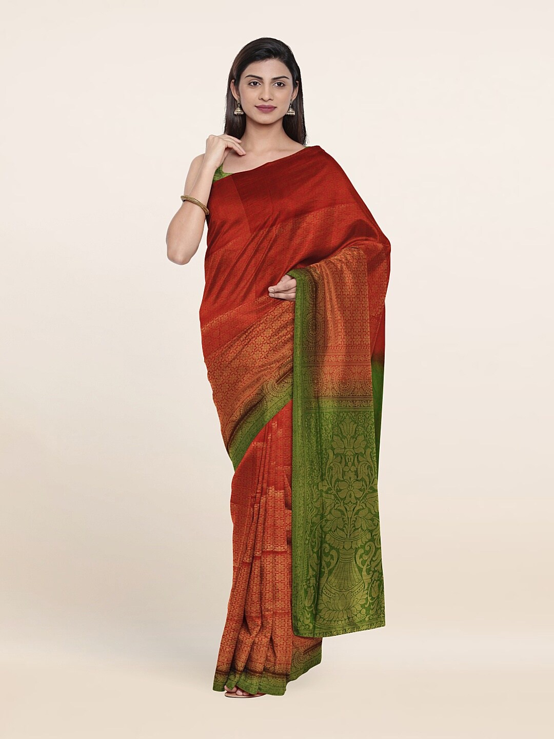 

Pothys Red & Green Woven Design Saree