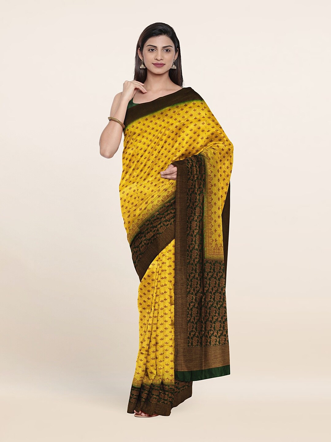 

Pothys Yellow & Black Woven Design Saree