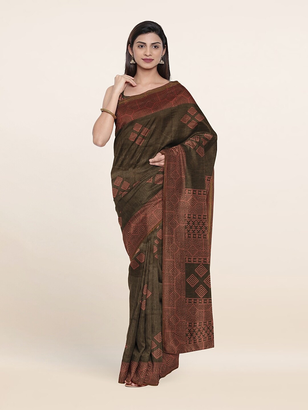 

Pothys Brown & Red Saree