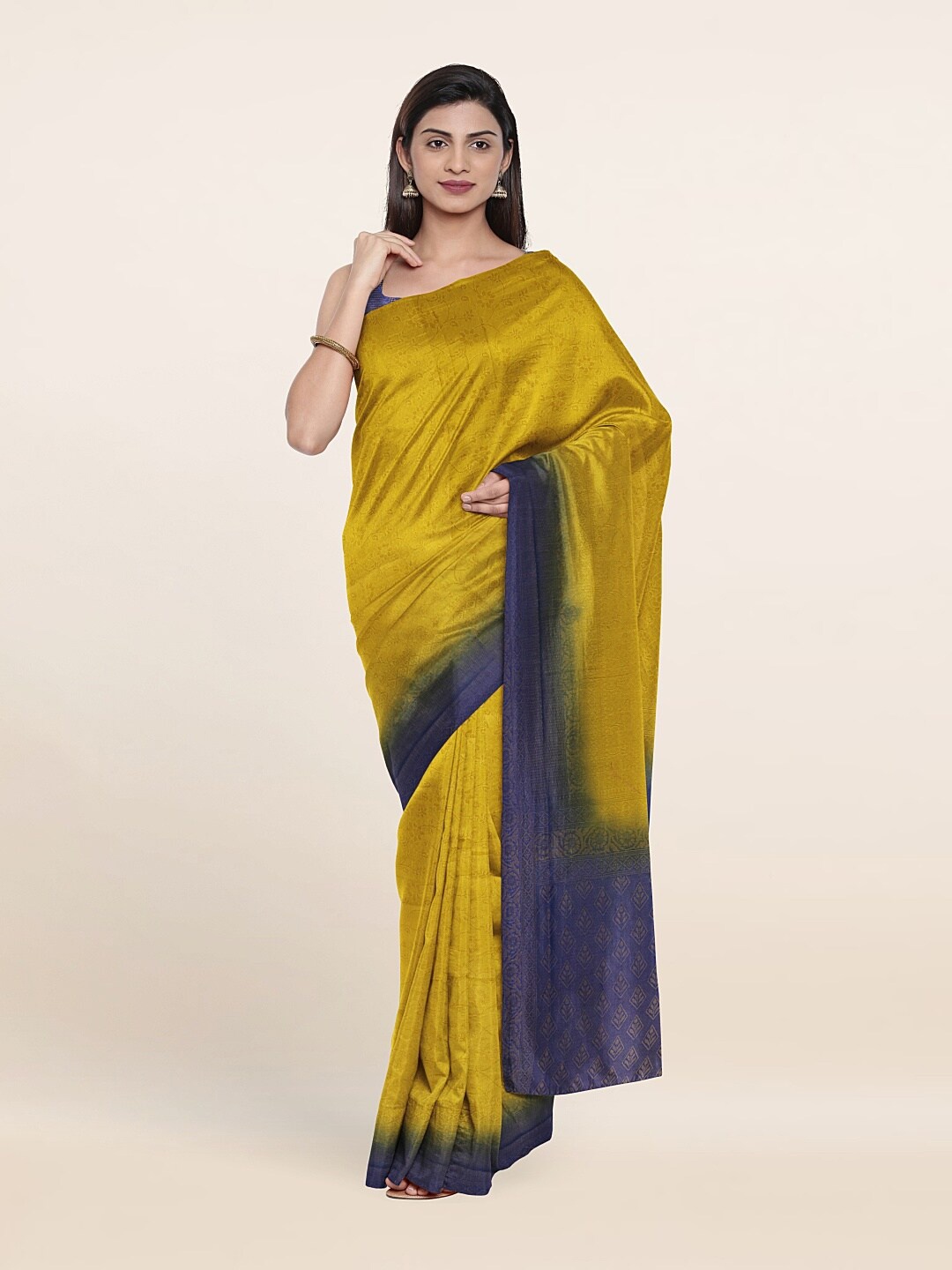 

Pothys Yellow & Maroon Floral Zari Art Silk Saree