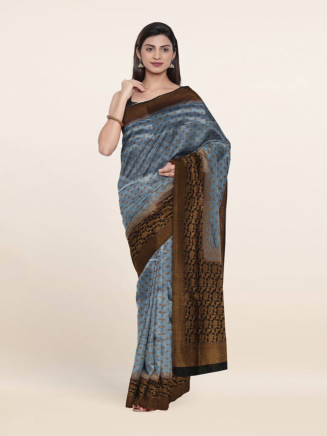 

Pothys Grey & Brown Woven Design Saree