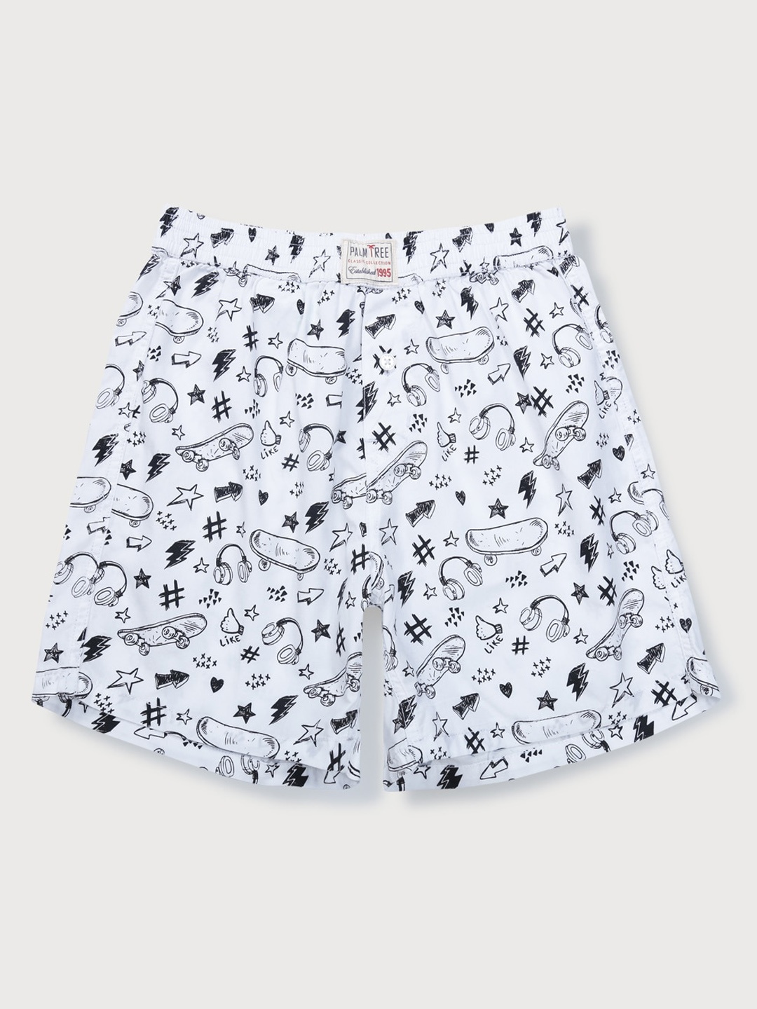 

Palm Tree Boys Black Conversational Printed Shorts