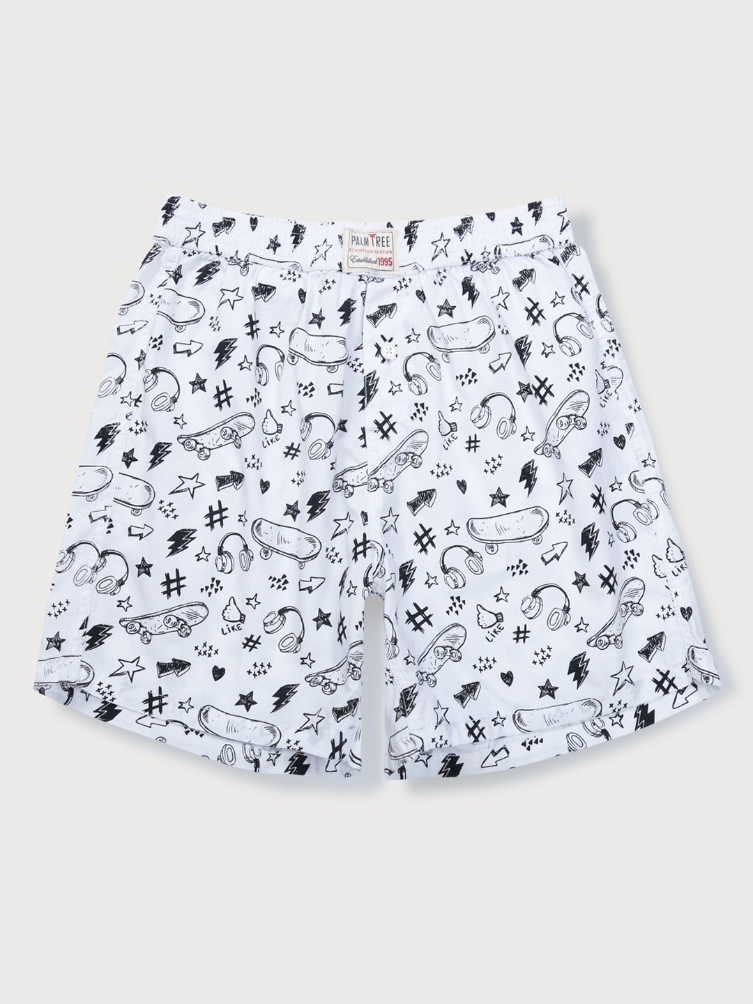 

Palm Tree Boys White Conversational Printed Shorts